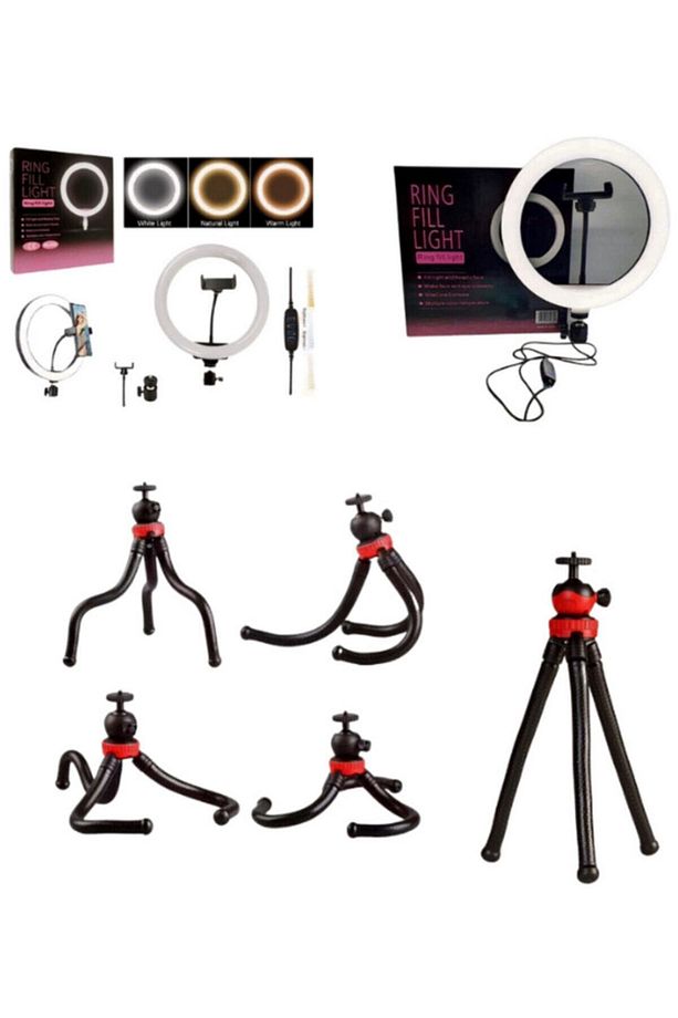 10 Inç Ring Fill Light Led 3 Renkli Ayarlanabilir Ve Esnek Tripod Ahtapot Takım - 1