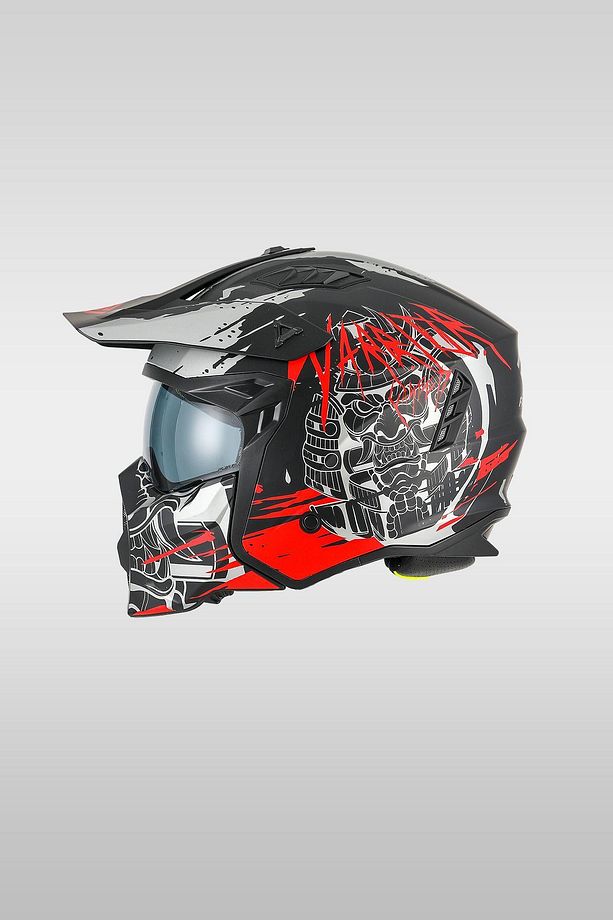 Sw X1-x Seul Warrıor Matt Black Grey Red Modüler Kask - 1