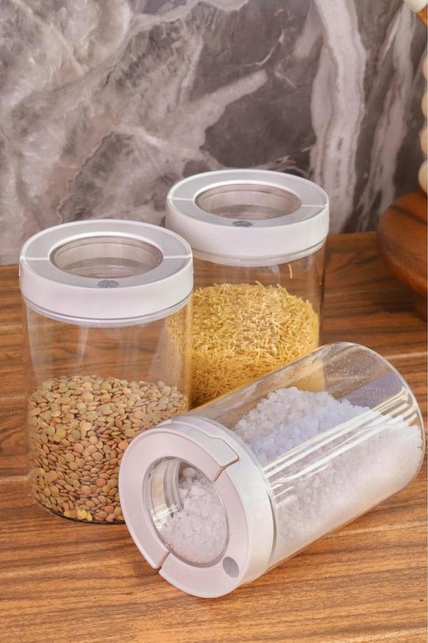 Lengo 3'lü 1200 ml Mühürlü Vakumlu Borosilikat Cam Erzak Saklama Kavanozu - 3