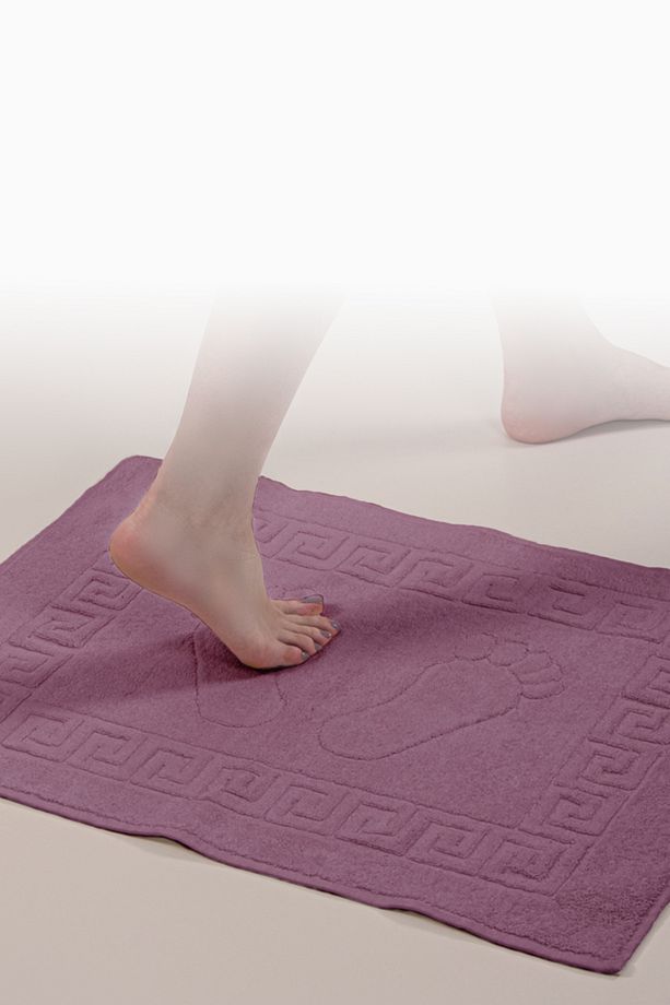 3 Adet %100 Pamuk En Iyi Emici Ayak Havlusu : Konforlu Banyo Paspası 50x70cm Terra Mürdüm - 3