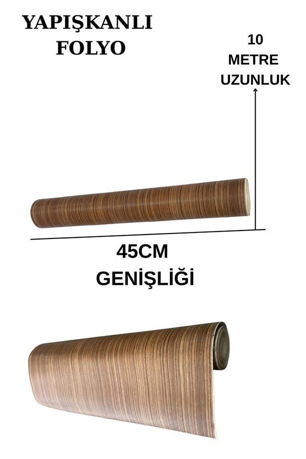 45cm x 10 Metre 1 Adet Rulo Folyo Yapışkanlı Meşe Renk Ahşap Mutfak Duvar Kaplama Folyosu Kağıdı - 2