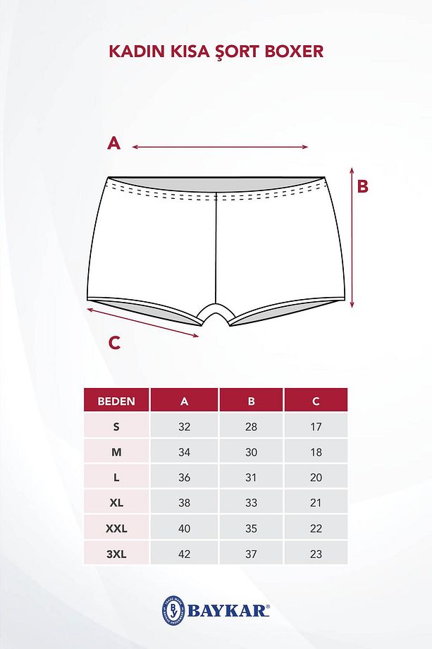 Kadın Pamuklu Likralı Boxer Şort 3'lü Paket 8042 Ten Rengi - 7