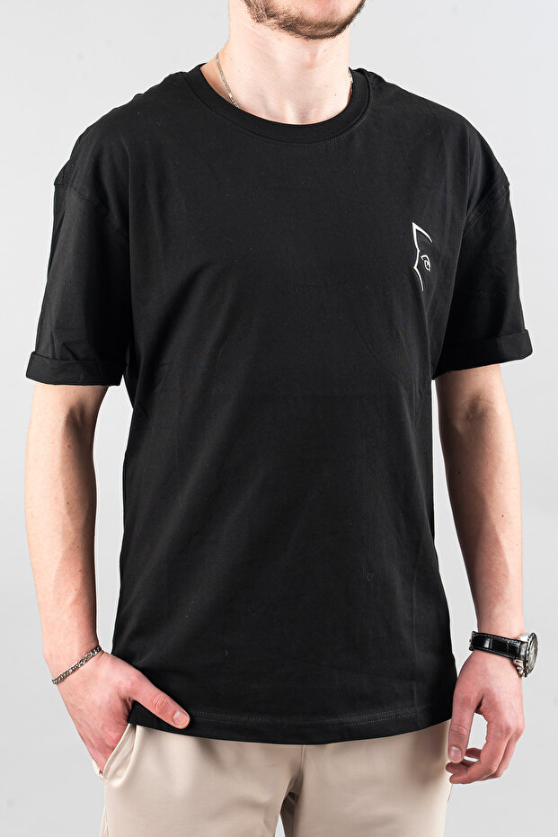 Erkek Siyah Basic T-shirt - 4