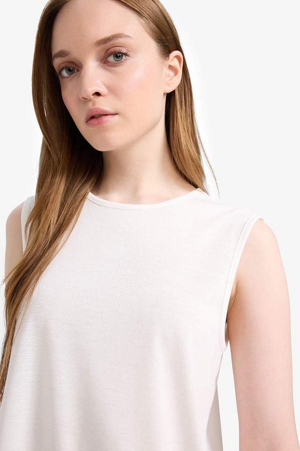 Regular Fit Bisiklet Yaka Basic Düz Kolsuz Tunik F4754ax25sp - 5