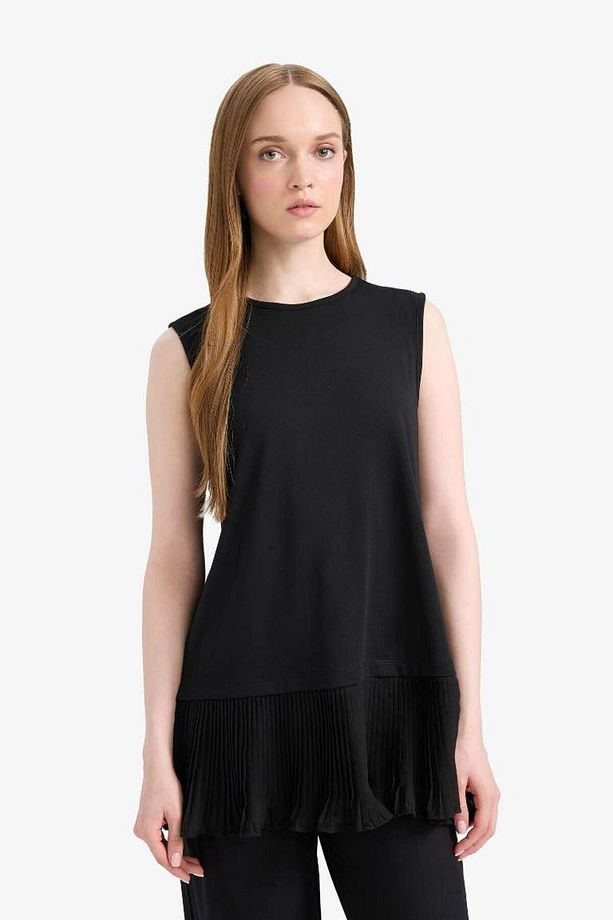 Regular Fit Bisiklet Yaka Basic Düz Tesettür Kolsuz Tunik F4754ax25sp - 3