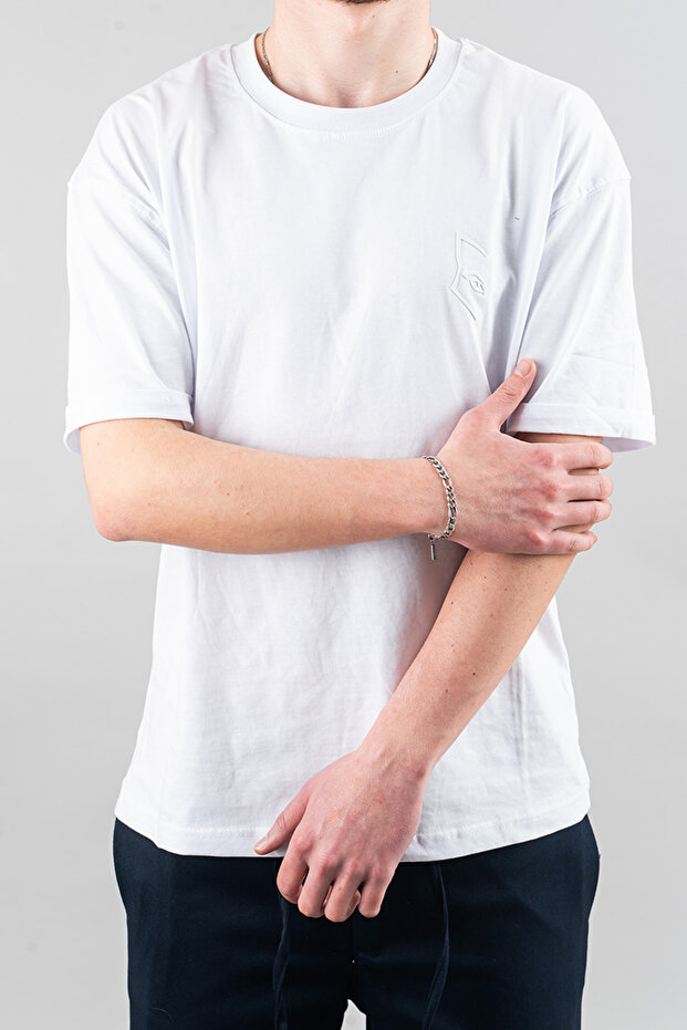 Erkek Beyaz Basic T-shirt - 1