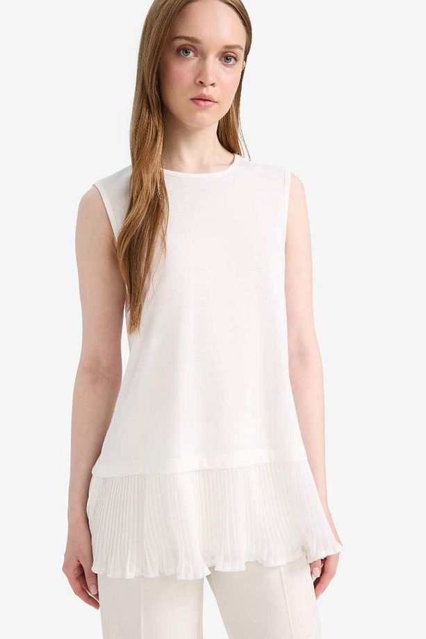 Regular Fit Bisiklet Yaka Basic Düz Kolsuz Tunik F4754ax25sp - 3