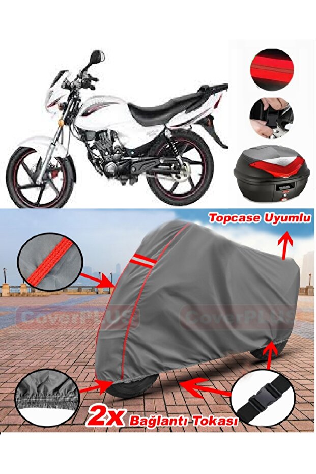 Yuki Yk 150-g Master Back Bag Compatible Motor Tarpaulin Motorcycle Tarpaulin Red Stitched Gray