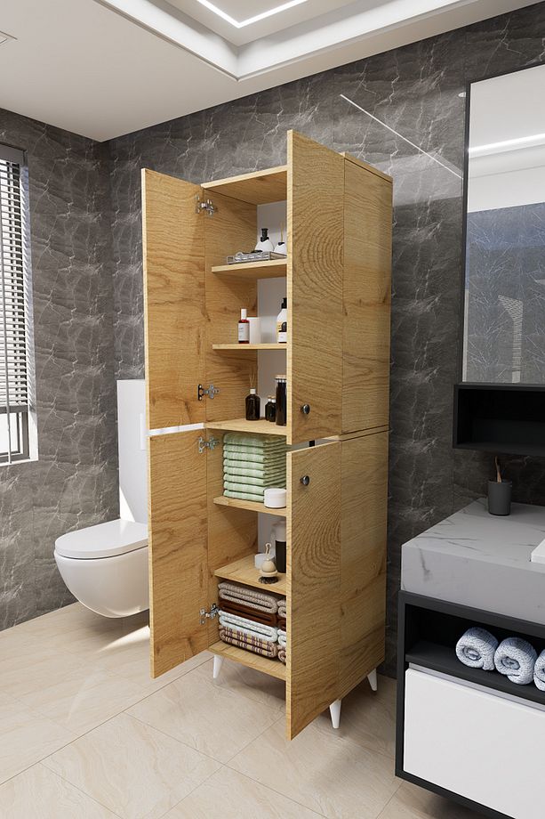 Furex 6 Raflı 4 Kapaklı Çok Amaçlı Banyo Dolabı Rivoli - 5