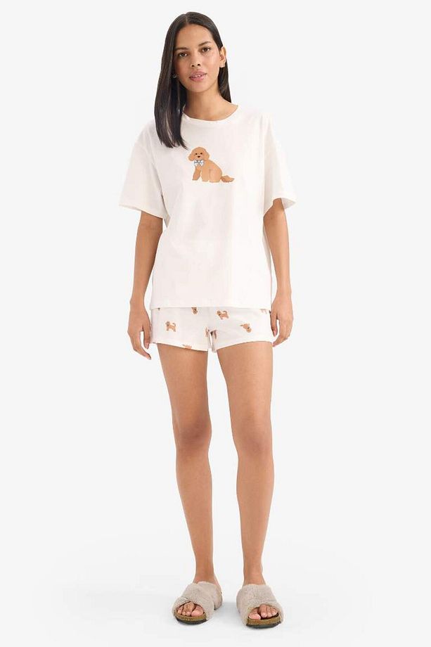 Pijama Takımı Kısa Kollu Üst Esnek Belli Şort-fall In Love E9826ax25sm - 1