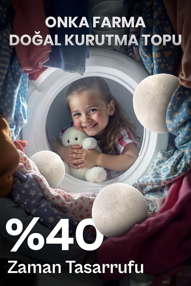 Kurutma Topu Xl 3 Adet %100 Doğal Yün - 3 Adet Top, Kese, Çam Yağı Hediyeli - 3