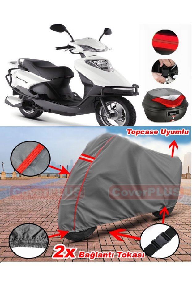 Altai Carrier 125 Rear Case Compatible Motor Tarpaulin Motorcycle Tarpaulin Red Stitched Gray