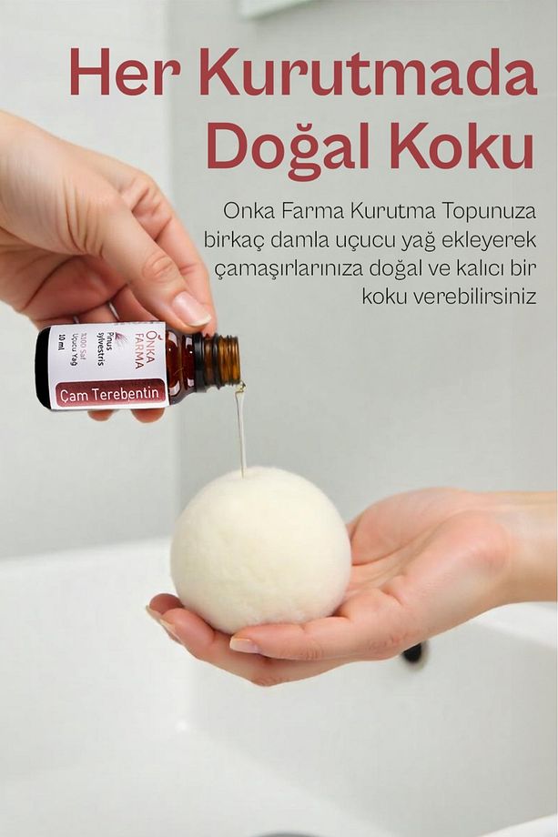 Kurutma Topu Xl 3 Adet %100 Doğal Yün - 3 Adet Top, Kese, Çam Yağı Hediyeli - 4