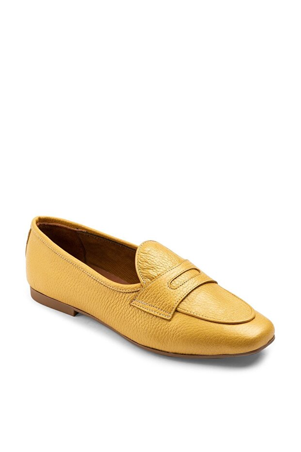 Genuine Leather Yellow Women's Ballerinas