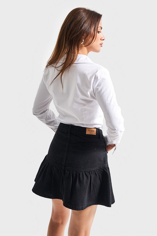 Kadın Beyaz Renk S5-2 Esnek Kumaş Slim Fit Belden Oturmalı %100 Pamuk Gömlek - 6