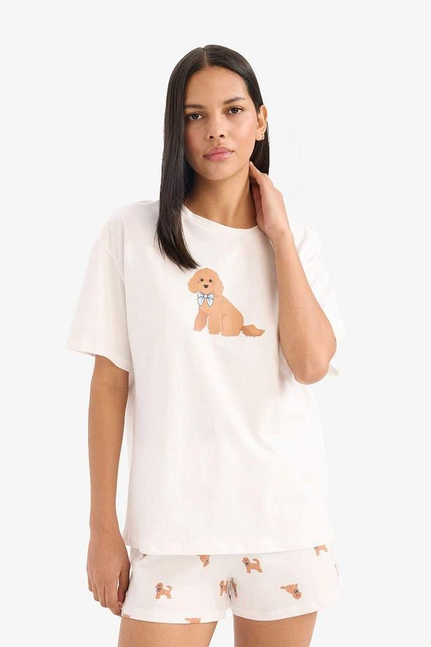 Pijama Takımı Kısa Kollu Üst Esnek Belli Şort-fall In Love E9826ax25sm - 3