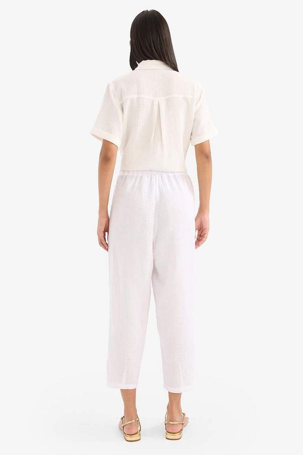 Tapered Fit Yüksek Bel Uzun Boy Müslin Pantolon E6412ax25sp - 6