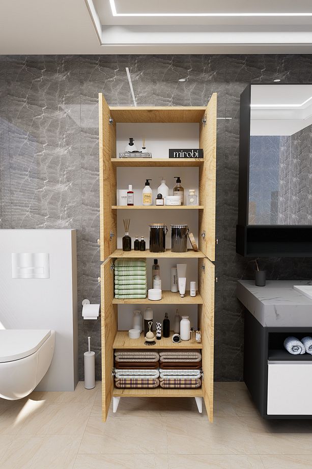 Furex 6 Raflı 4 Kapaklı Çok Amaçlı Banyo Dolabı Rivoli - 3