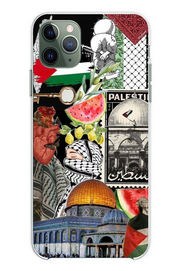 iPhone 11 PRO MAX Compatible Palestine Freedom Collage Transparent Silicone Case