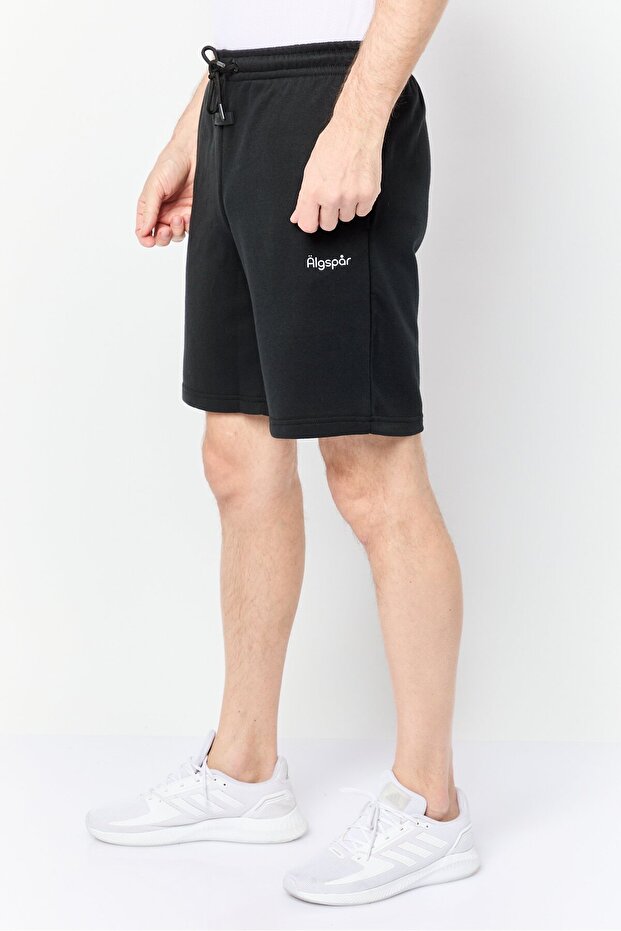 شورت رجالي أساسي بشعار العلامة التجارية، أسود - 2