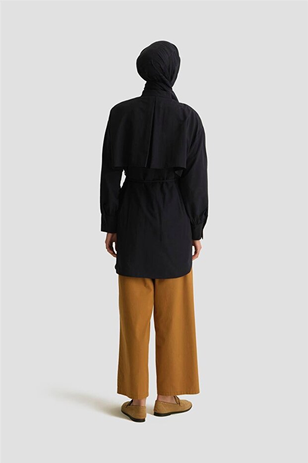 Pelerin Detaylı Poplin Gömlek 25yh3442 Lacivert - 5