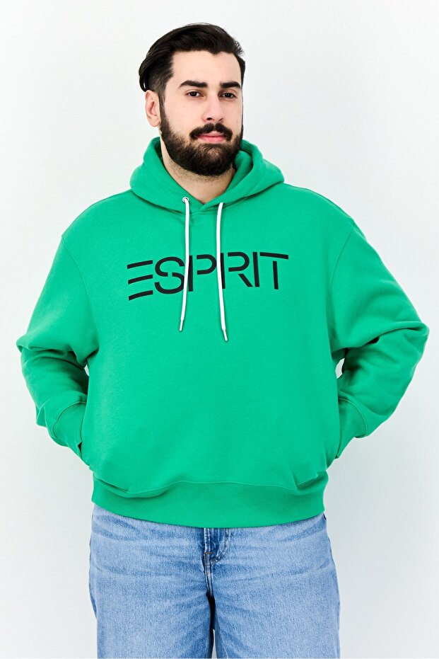 Men Brand Logo Long Sleeves Hoodie, Green