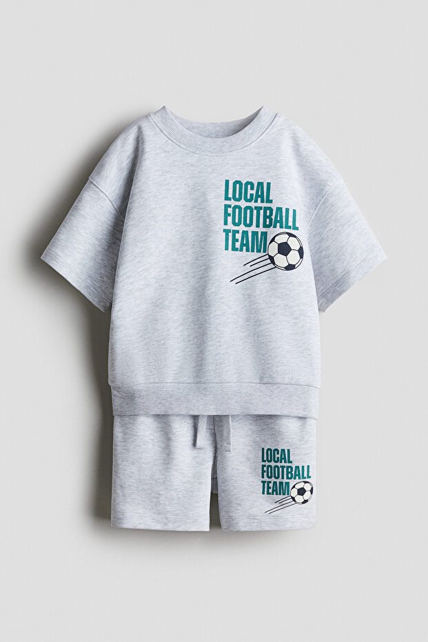 2 Parçalı Baskılı Sweatshirt Set - 4