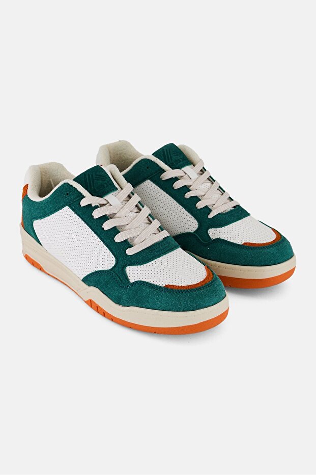 Men Leather Upper Lace Up Outdoor Shoes, Multicolor