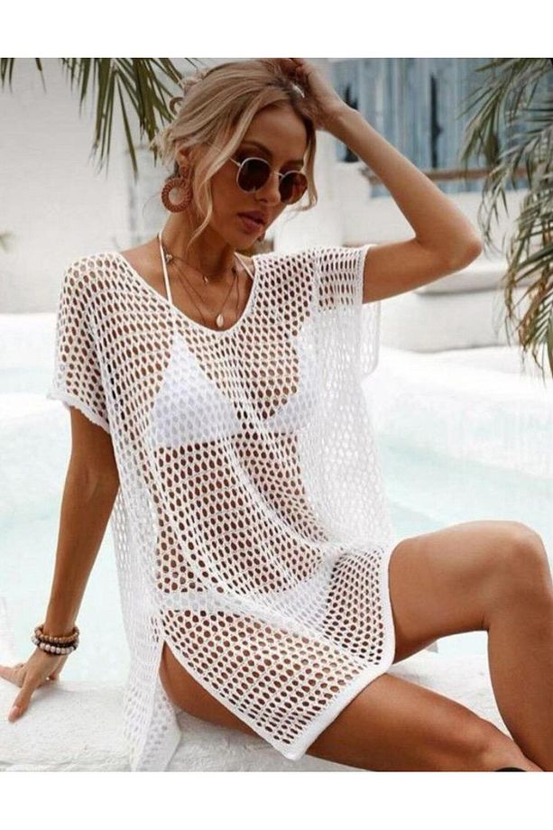 Bikini Üstü File Pareo Plaj Elbisesi - 1
