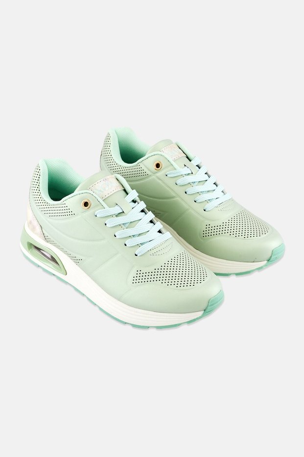 Women Lace Up Casual Shoes, Mint Green