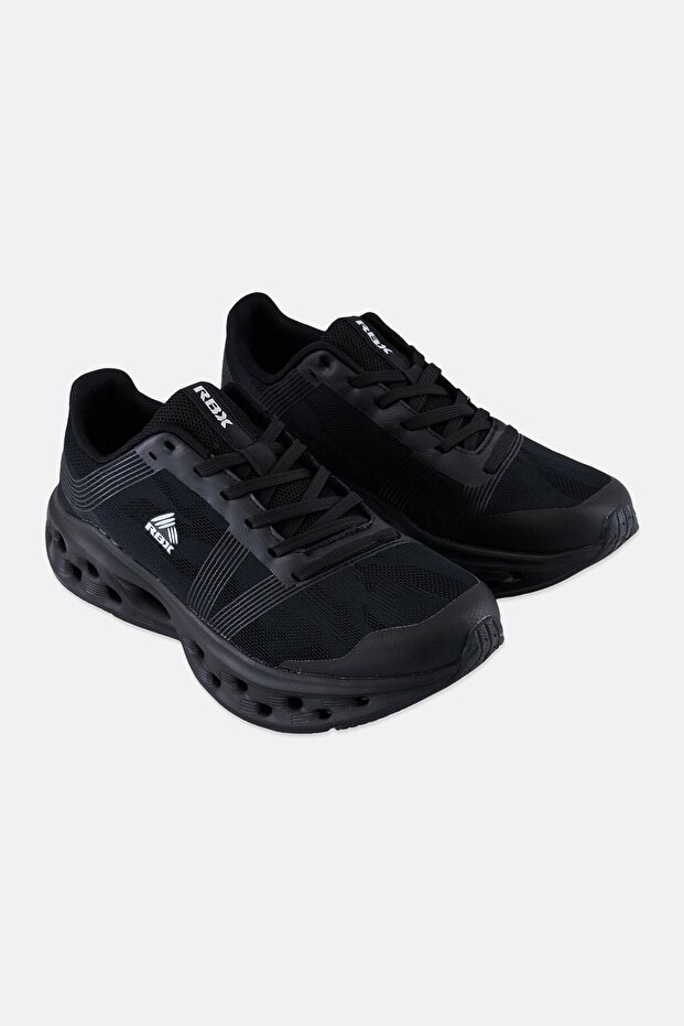 Men Lace Up Running Shoes, Black