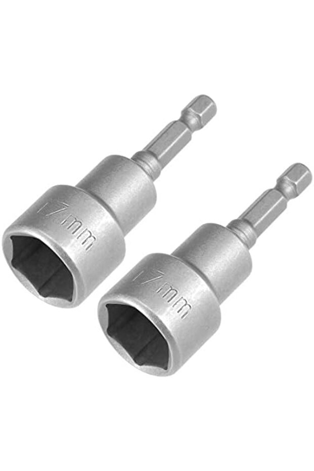 2Pcs 1/4 Inch Quick Change Shank Cr-V 17mm Magnetic Nut Setter, 2.5" Length