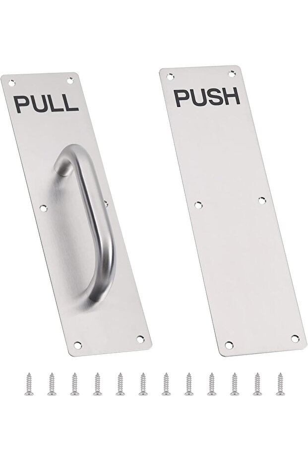 GINZER Stainless Steel Door Handle, Aluminum Alloy Pull and Push Plate Commercial Silver Heavy Duty