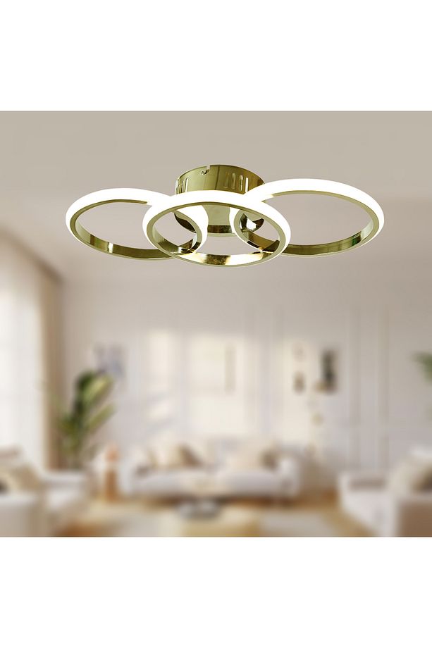 TT305-3-SARI-SARIIŞIK TT Aydınlatma ( SARI IŞIK ) Sarı Kaplama 3 lü Led Avize - 3