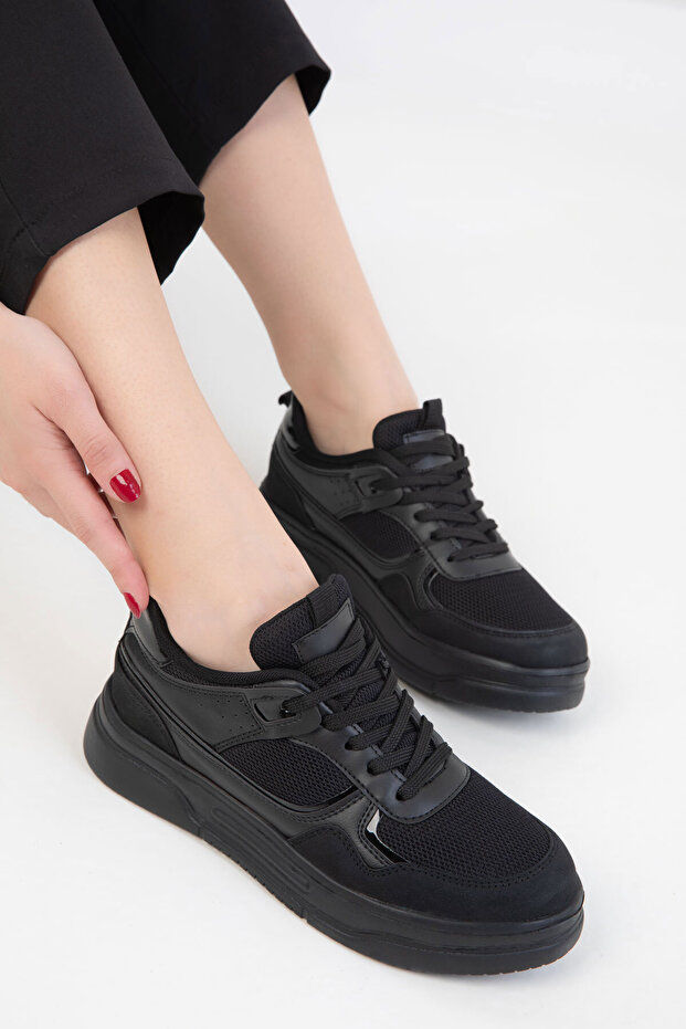Schwarz-Schwarzer Damen-Sneaker 20440 - 3