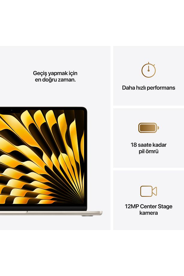 13" MacBook Air: Apple M4 chip with 10-core CPU and 10-core GPU, 24GB, 512GB SSD - Yıldız Işığı - 10