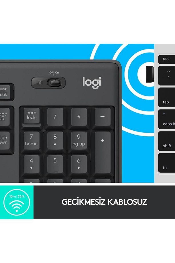 MK295 Kablosuz İngilizce Klavye Mouse Set Siyah - 3