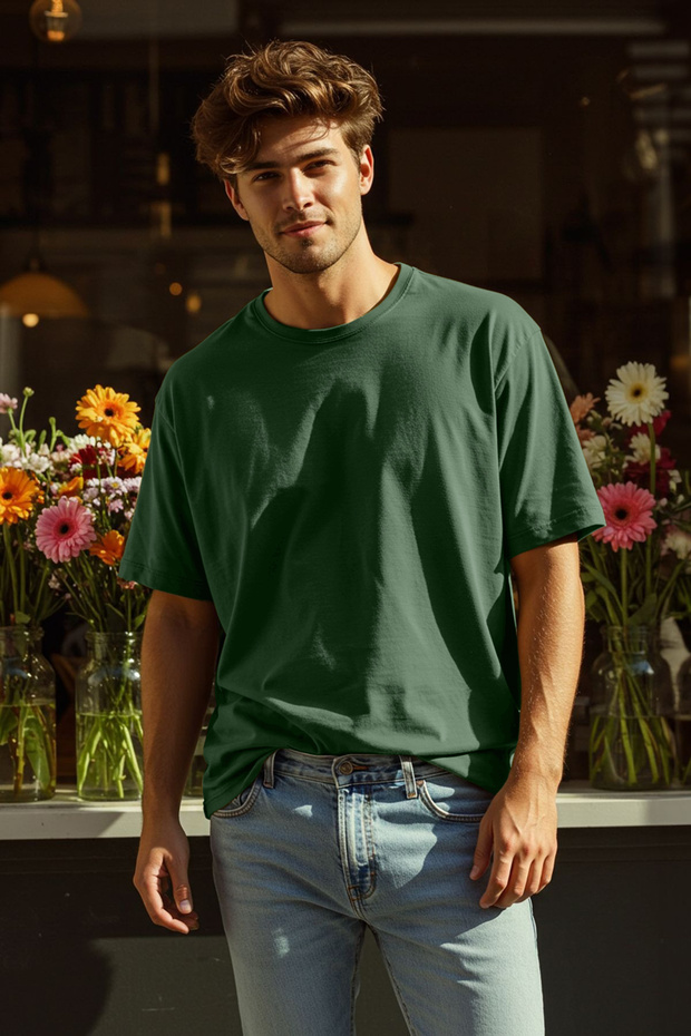 Haki Oversize/Geniş Kesim Basic %100 Pamuk T-Shirt TMNSS22TS0318 - 2