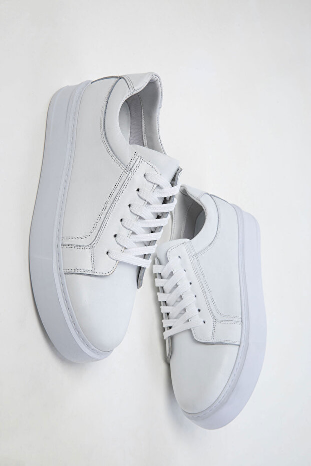 Fehér, valódi bőrből készült férfi tornacipő 20104 - 1