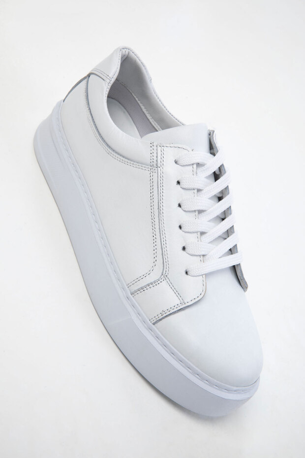 Fehér, valódi bőrből készült férfi tornacipő 20104 - 4