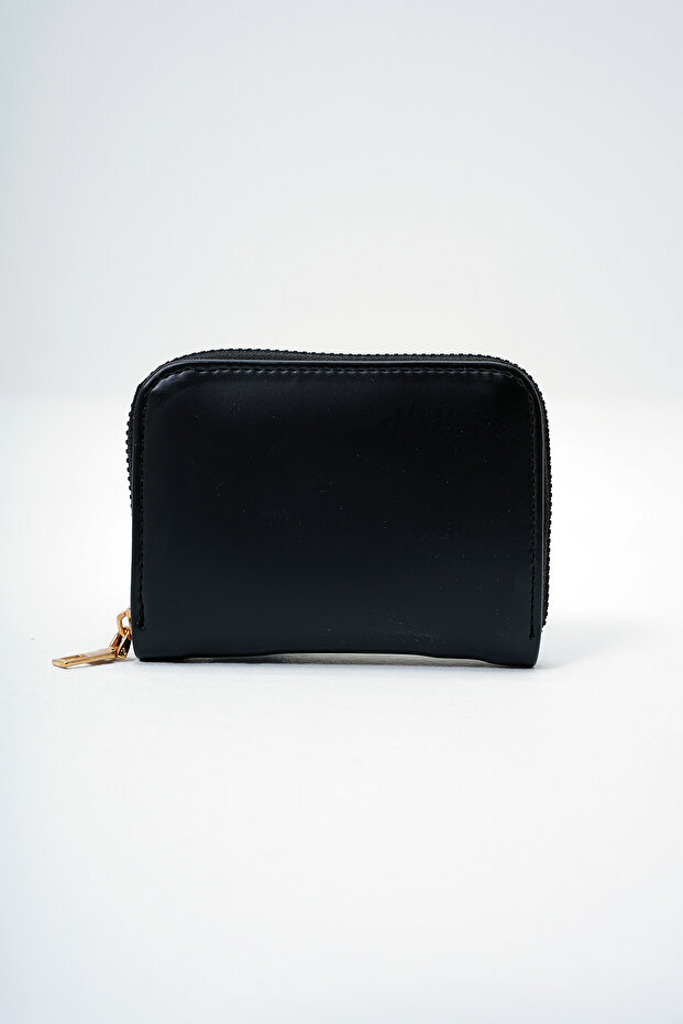 Czarny damski portfel ze sztucznej skóry z zamkiem błyskawicznym na karty ALC-X14076 - 1