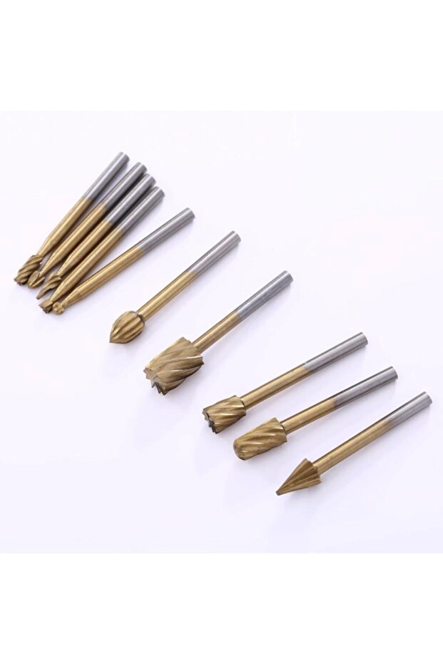 10 Pieces Hss Titanium Router Bit Set For Wood Moulder 3mm Shank For Dremel Similar Engraving Machine