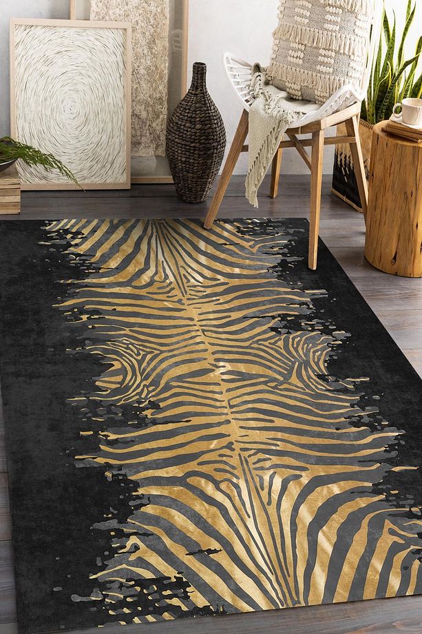 Home Zebra Desen Td612-00 Kaymaz Deri Taban Halı - 1