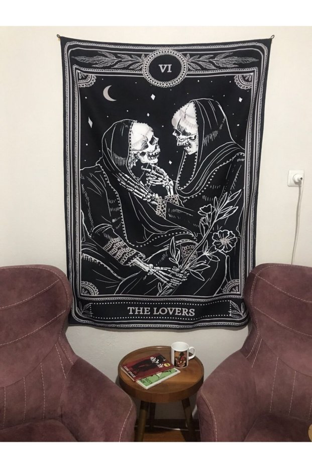 The Lovers Black And White Design Wall Tapestry