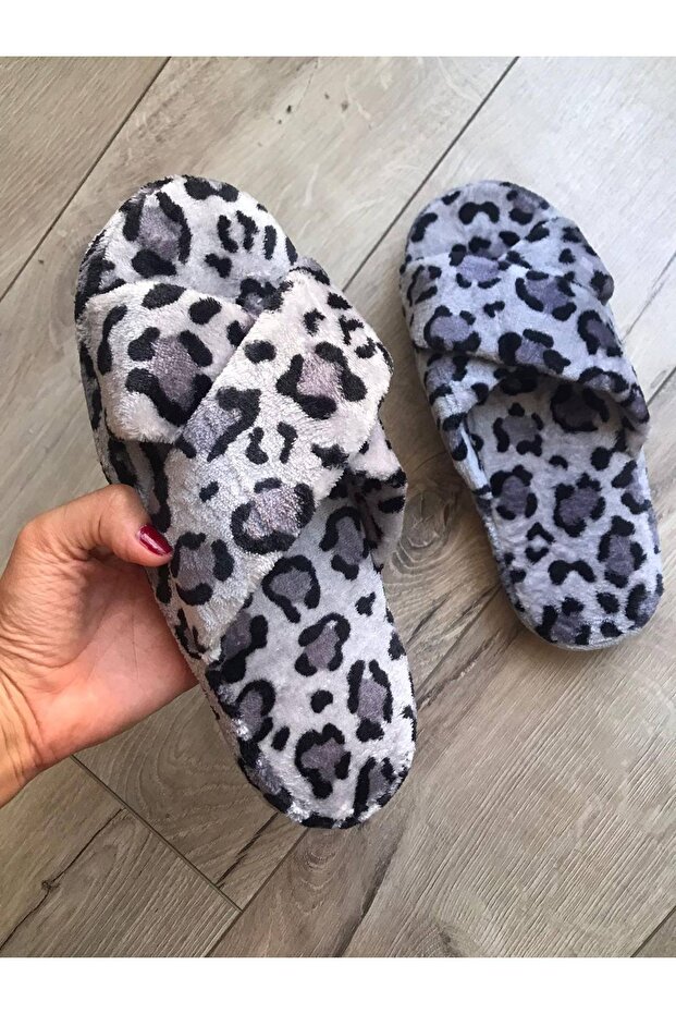Papuci de casă cu blană leopard - 2