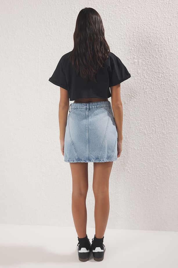 Mavi More Sustainable Soluk Efekt Vintage Yüksek Bel Mini Denim Etek TWOSS24ET00082 - 4