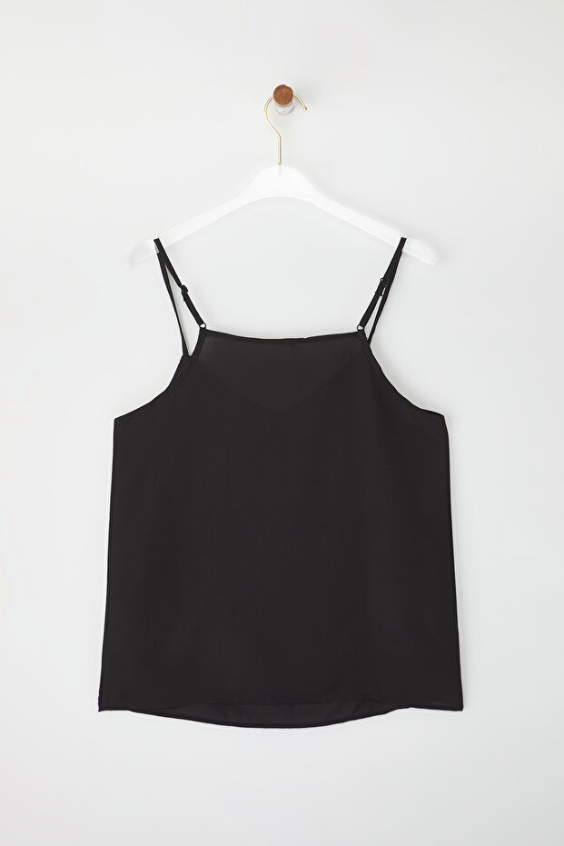 Schwarze Basic-Trägerbluse aus Webstoff TWOSS19BB0224 - 15