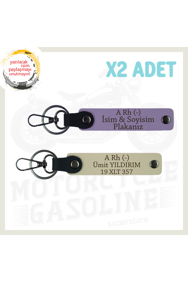 Custom for Biker Friends, Gift 2-Piece Keychains with Name Plate and a Rh (-) Written, Purple Violet-S Coffee