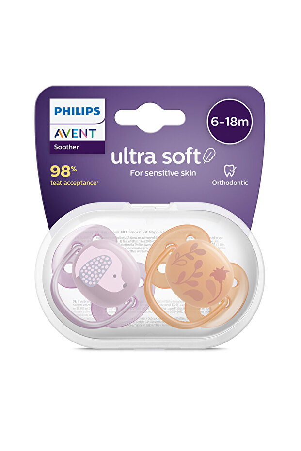 Ultra Soft Pacifier 6-18 Months, Pack of 2, Girl