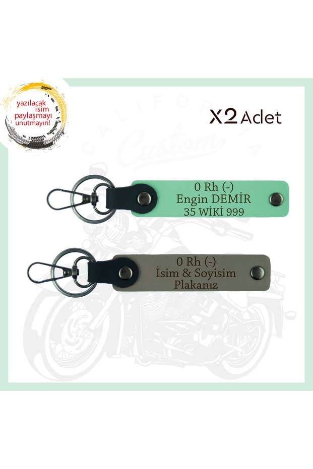 Ash Grey-Green, for Speed Lovers, 2-Piece Keychain with Name Plate and 0 Rh (-) Blood Type Written Gift